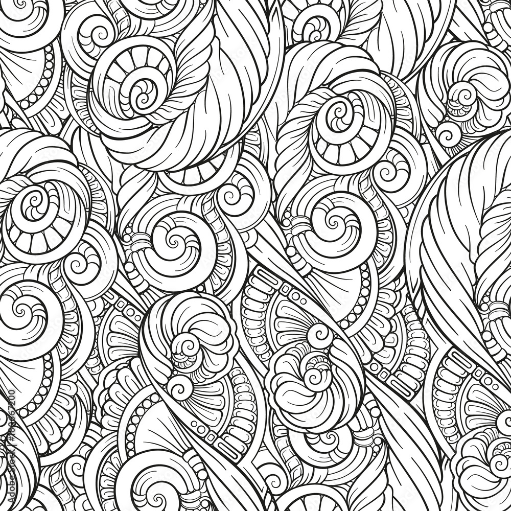 Fototapeta premium Abstract black and white doodles. Vector seamless pattern.
