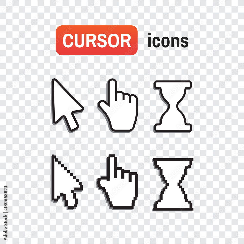 Hand and arrow, smooth and pixel vectors Hand and arrow, smooth and pixel vectors