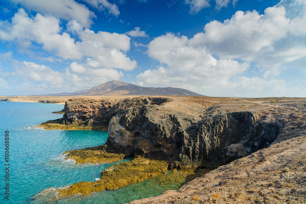 Stunning views of the coast of Papagayo. Lanzarote. Canary Islands. Spain