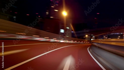 タイムラプス - 夜の首都高速道路 都心環状線 C1 外回り 銀座 から 代官町