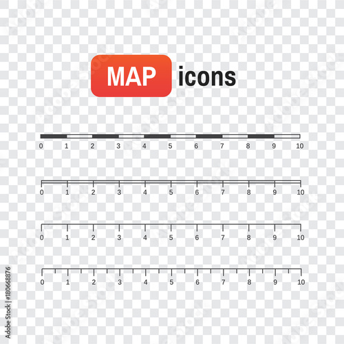map vintage element. Map scales graphics for measuring distances