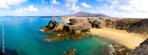 Stunning panorama of the Papagayo coast. Lanzarote. Canary Islands. Spain