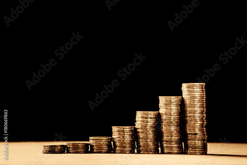 business financial ideas concept with money coin stack photo