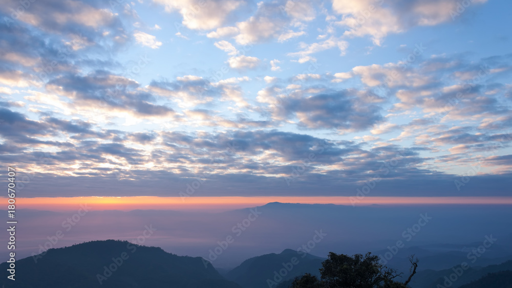 Landscape of sunrise over the mountain
