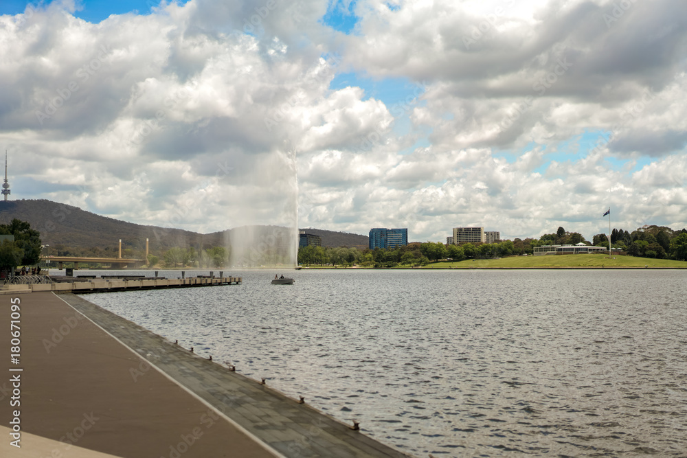 Canberra lake fountain