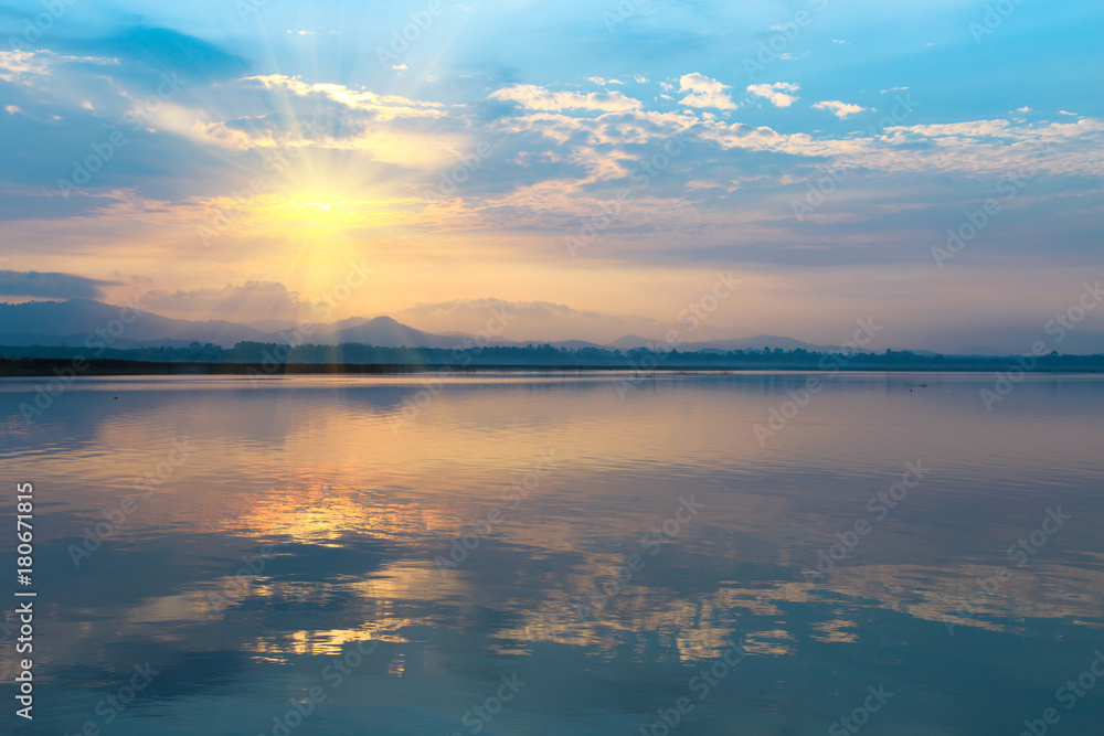 Reflection of seascape at sunrise Reflection of seascape at sunrise