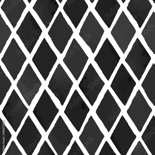 Seamless pattern with watercolor rhombus