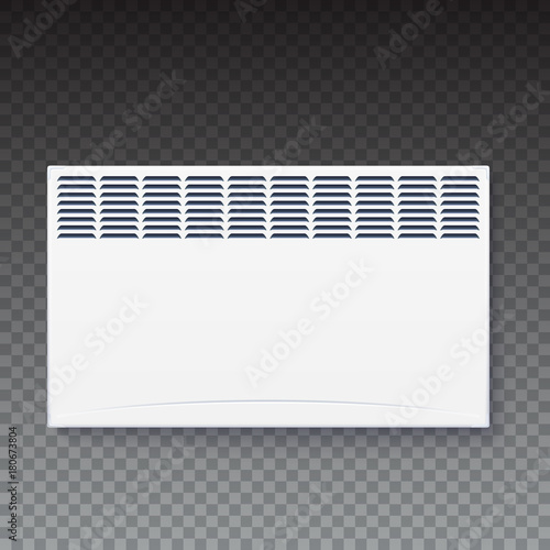 Domestic electric heater, icon of home convector, electric panel of radiator appliance for space heating isolated on transparent background.