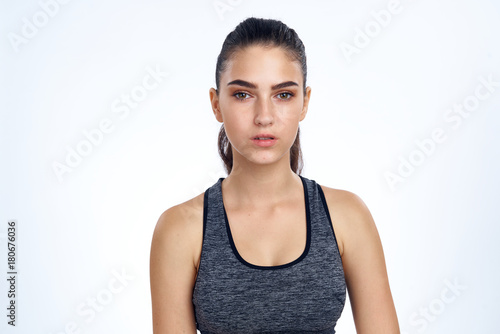 sporty girl on a white background
