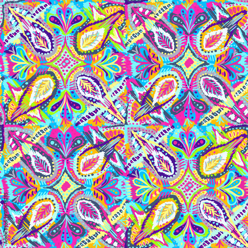 Floral ethnic pattern trendy ornament bright
