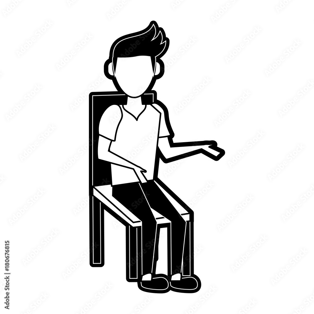 Young man sitting on chair icon vector illustration graphic design Young man sitting on chair icon vector illustration graphic design