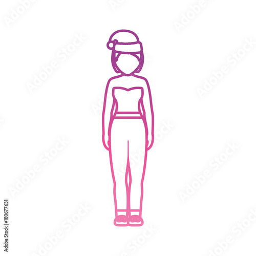 woman stading with christmas hat icon over white background vector illustration
