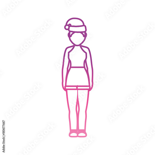 woman stading with christmas hat icon over white background vector illustration