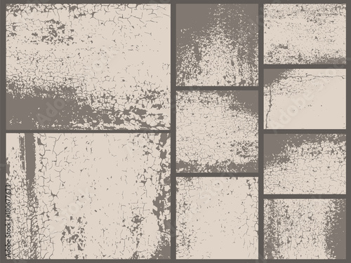 Grunge textures set old rust metal vector backgrounds