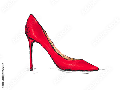 Shoes red women high heels sketch