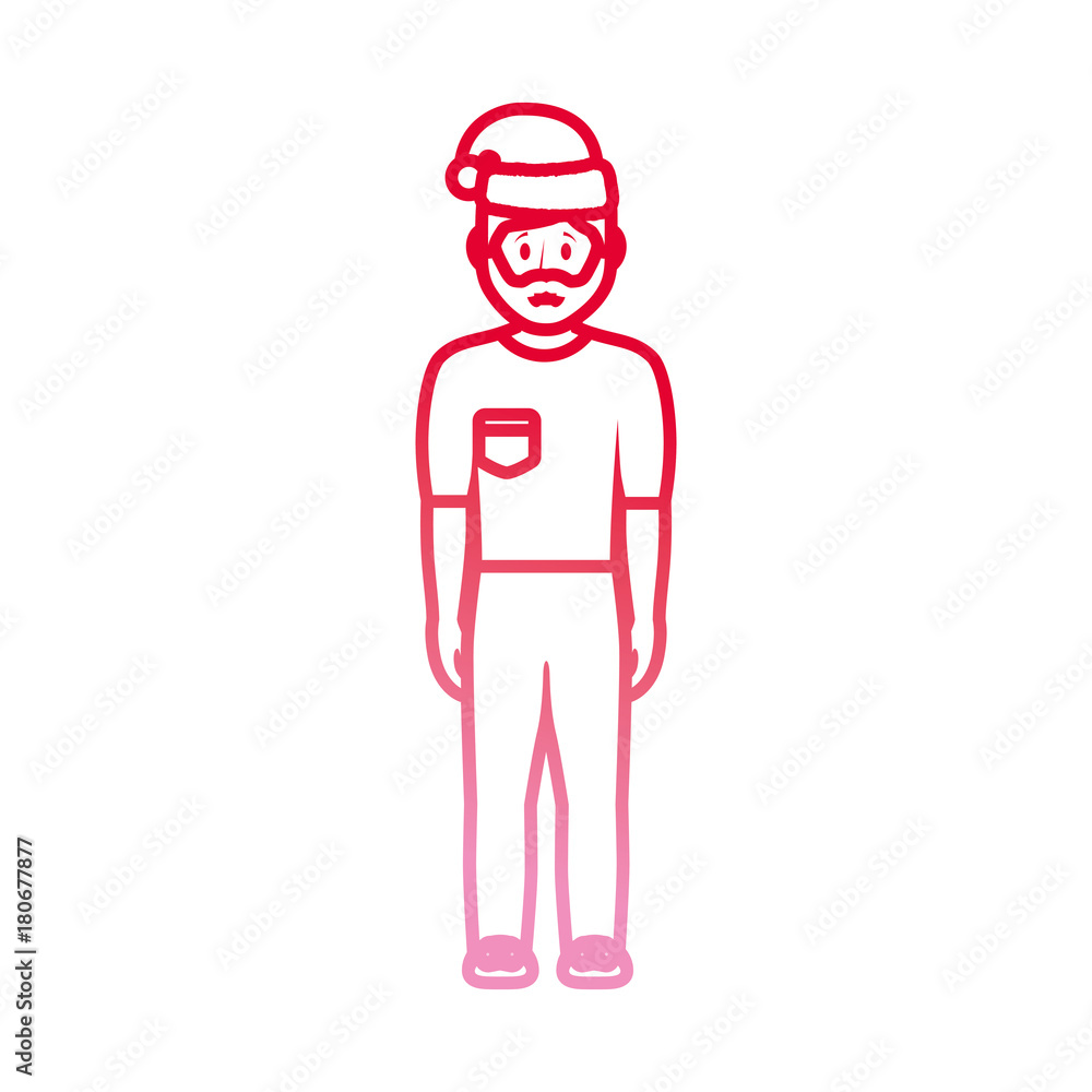 man standing with christmas hat icon over white background vector illustration man standing with christmas hat icon over white background vector illustration