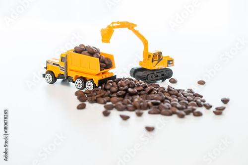 Model of industrail vehicles working with coffee beans