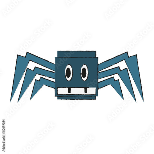 Robot spyder game character icon vector illustration graphic design