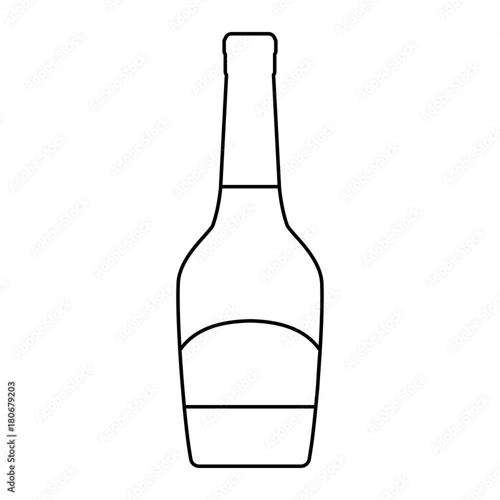 flat line uncolored bottle of champagne over white background vector illustration flat line uncolored bottle of champagne over white background vector illustration