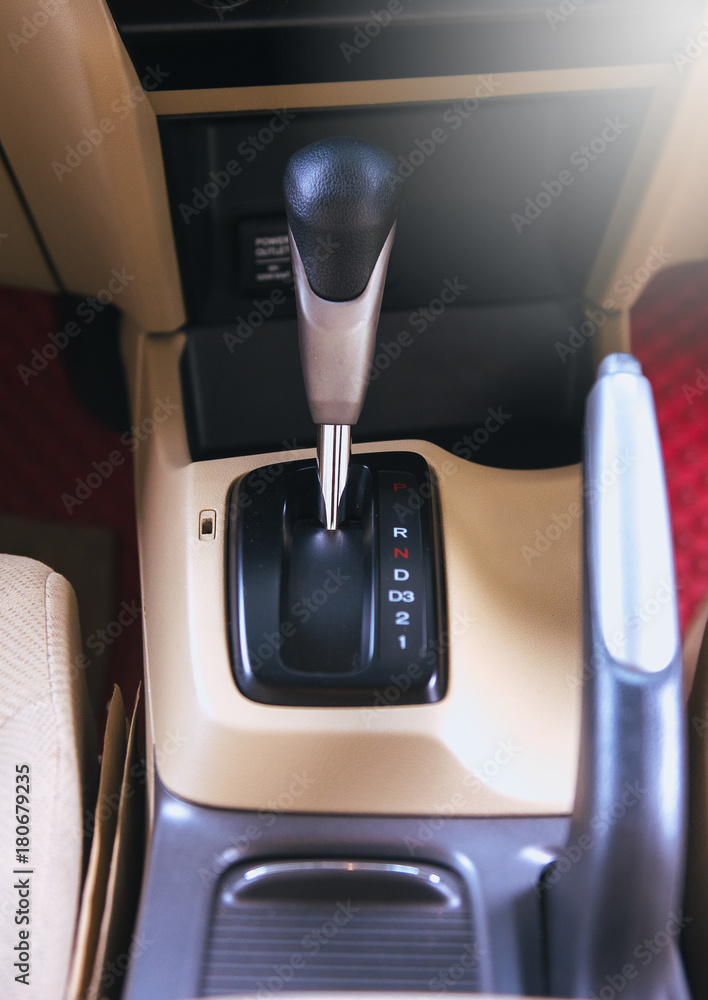 Automatic gear shift with interior design of the modern in car Automatic gear shift with interior design of the modern in car