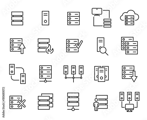Modern outline style server icons collection photo
