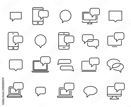 Simple set of message related outline icons.