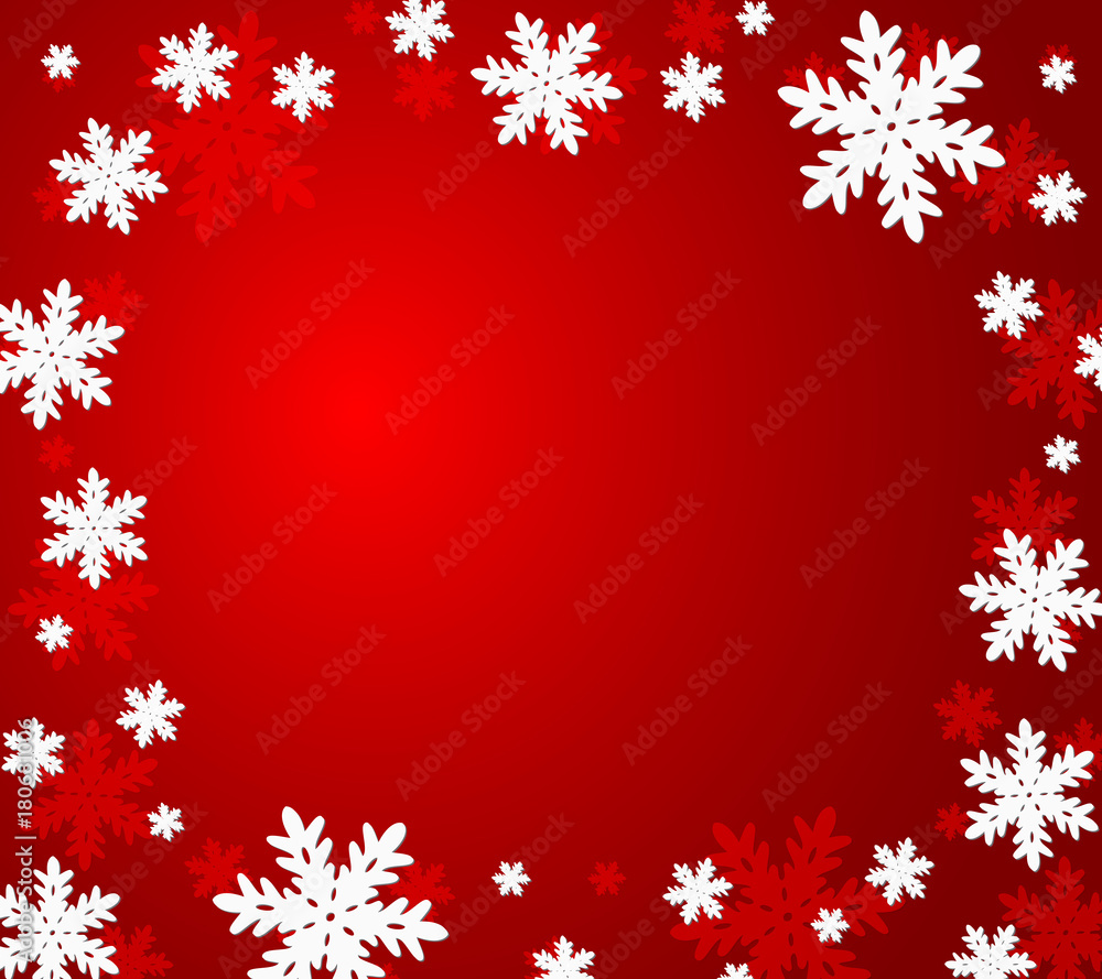 Red Christmas background with paper snowflakes. Red Christmas background with paper snowflakes.