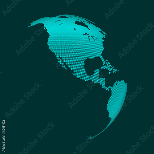 North America. Earth globe. Global business marketing concept. Dotted style. Design for education, science, web presentations.