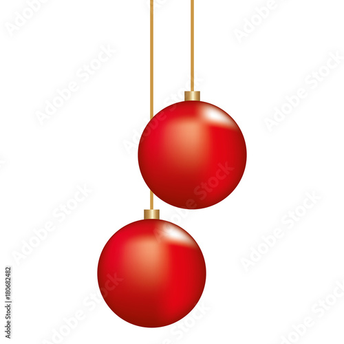 christmas red balls hanging ornament decoration vector illustration