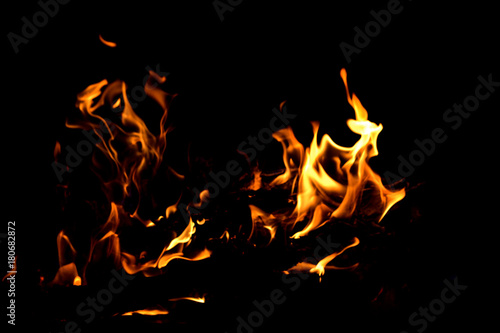 Fire flames on dark background