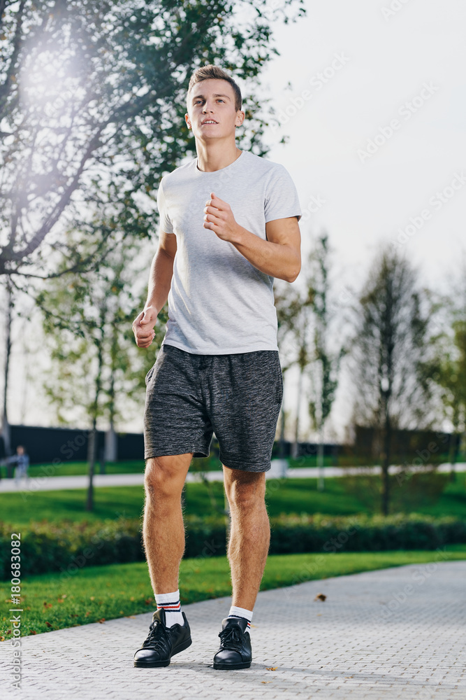 Fototapeta premium a man in sports clothes on a run