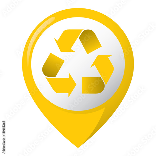 Wallpaper Mural Icon representing recycling location, metal, yellow. Ideal for catalogs, informative and recycling guides. Torontodigital.ca