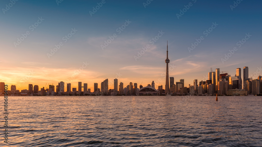 Beautiful Toronto skyline at sunset, Ontario, Canada. 