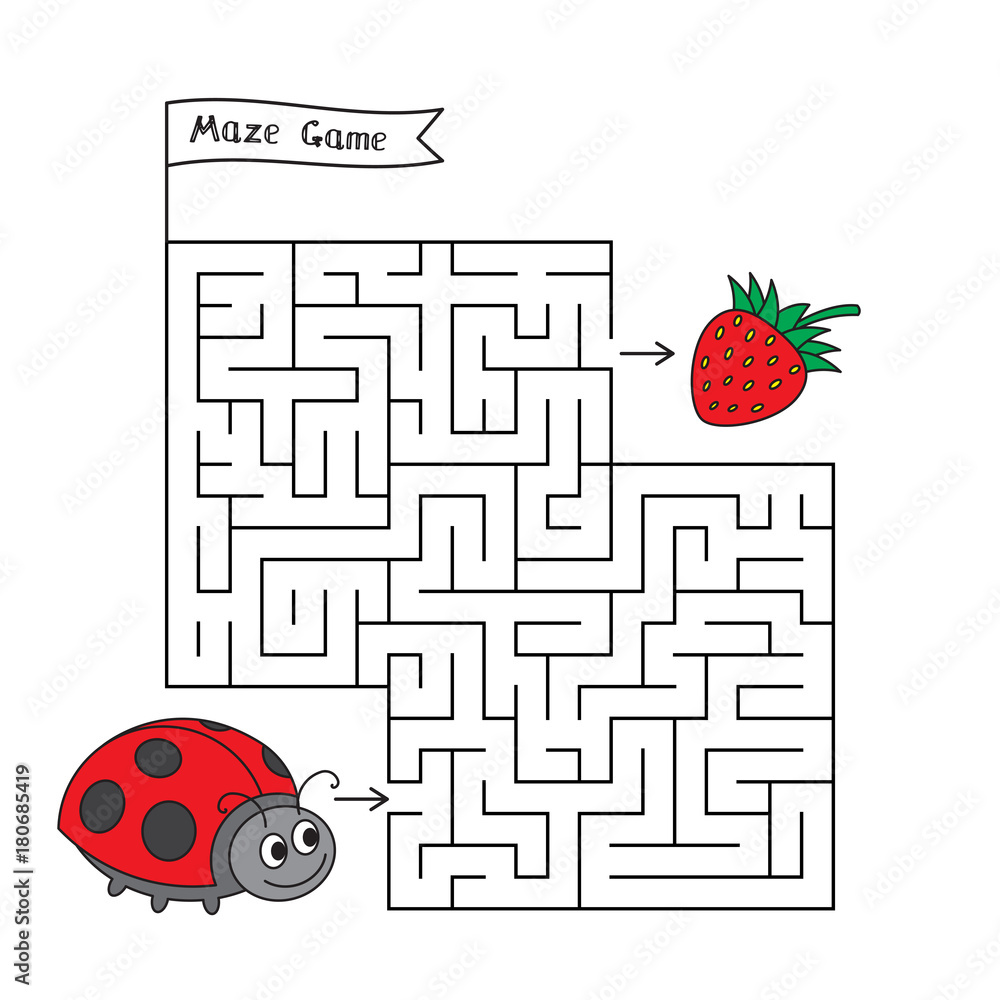 Fototapeta premium Cartoon Ladybug Maze Game