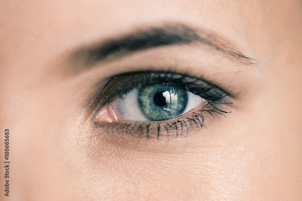 Human green eye with reflection. Macro shot. Human green eye with reflection. Macro shot.