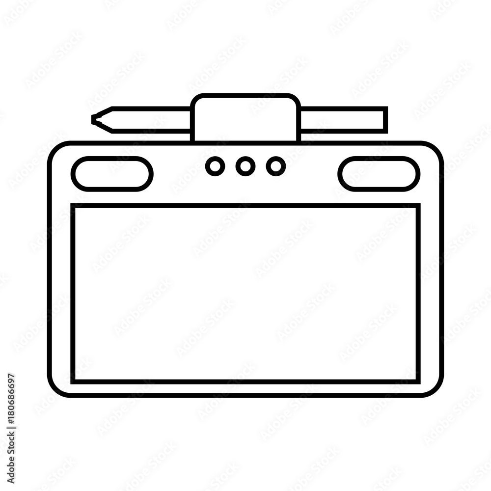 graphic tablet with pen digital work equipment gadget digital vector illustration graphic tablet with pen digital work equipment gadget digital vector illustration