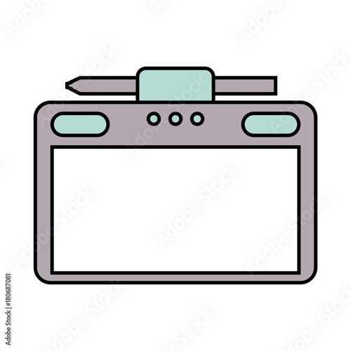 graphic tablet with pen digital work equipment gadget digital vector illustration