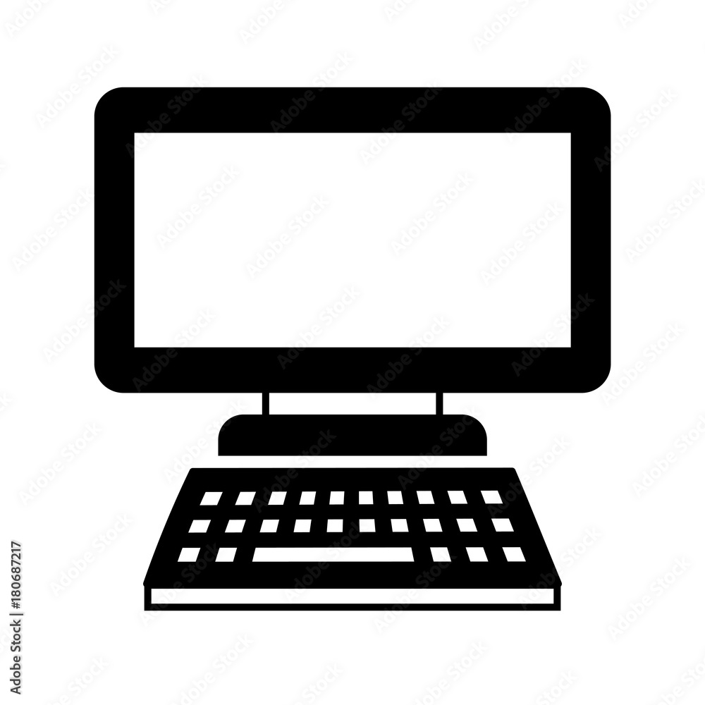 computer monitor with keyboard technology gadget template vector illustration computer monitor with keyboard technology gadget template vector illustration