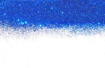 Textured background with blue glitter sparkle on white, decorative spangles