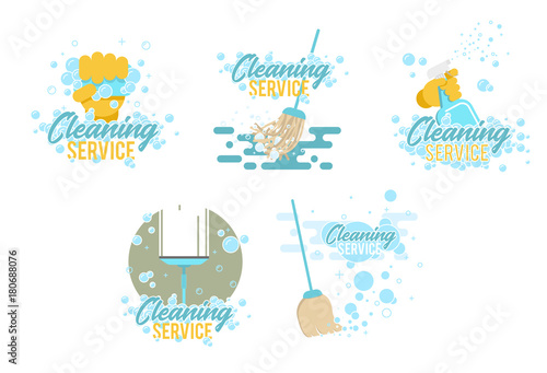 Cleaning service logos and symbols templates on white background