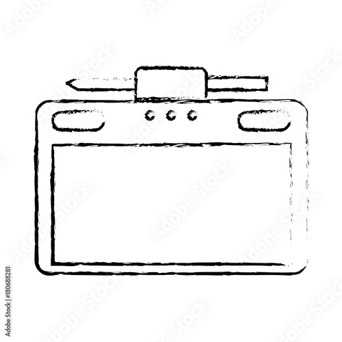 graphic tablet with pen digital work equipment gadget digital vector illustration