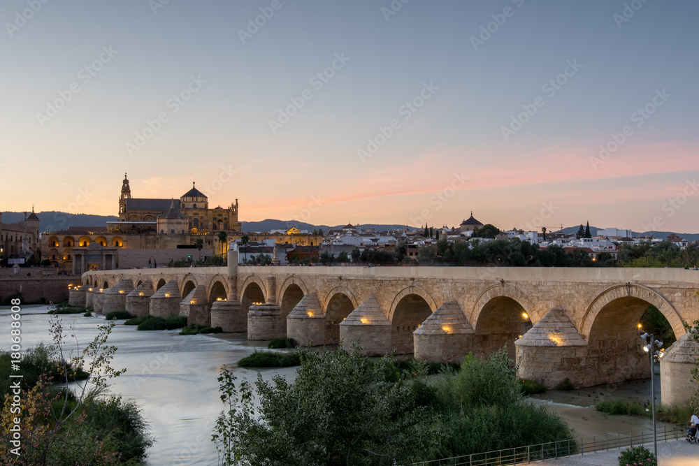 Roman Bridge and Guadalquivir river, Great Mosque, Cordoba, Spain