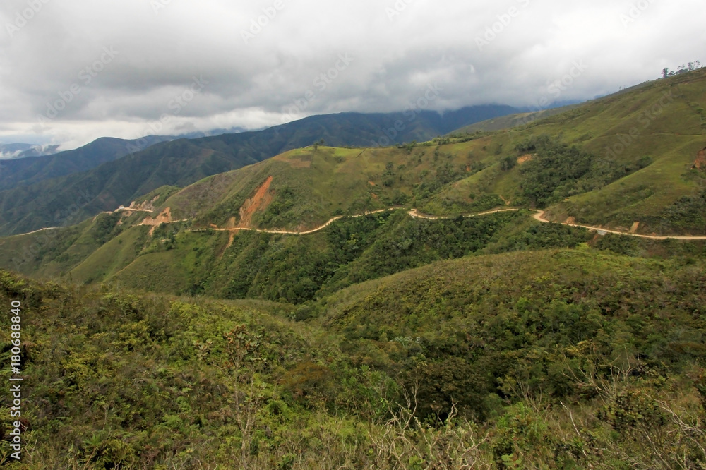 Typical mountain road in the colombian andes near San Gil, Colombia, South America