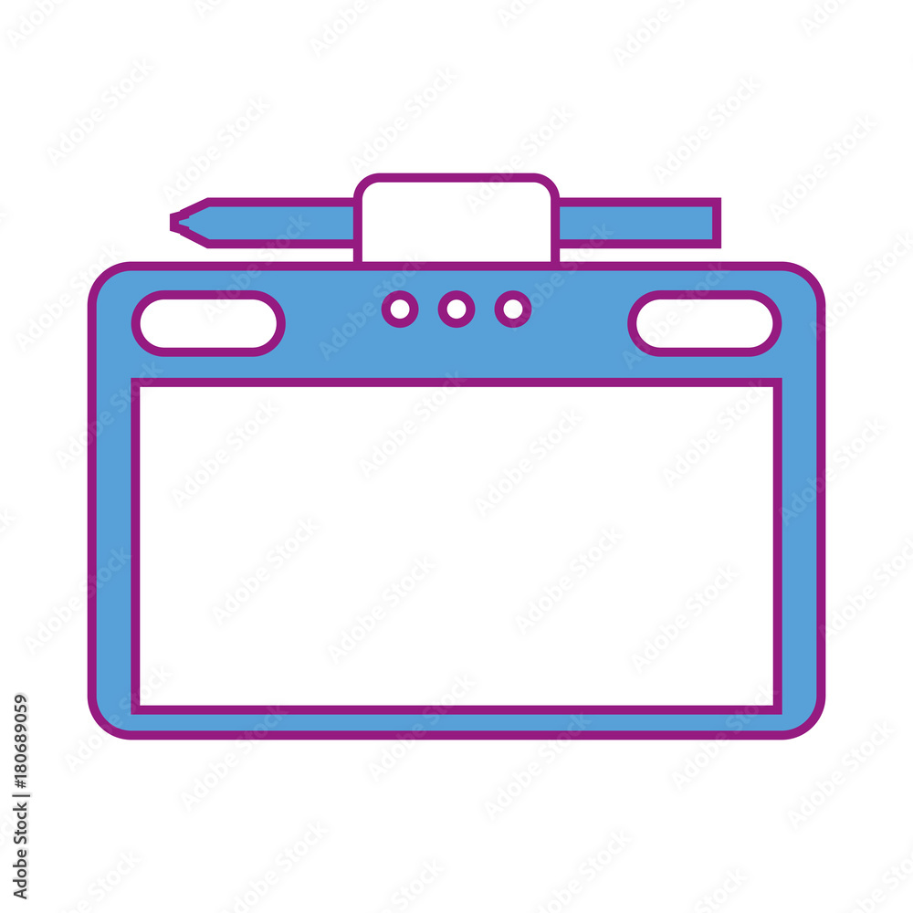 graphic tablet with pen digital work equipment gadget digital vector illustration graphic tablet with pen digital work equipment gadget digital vector illustration