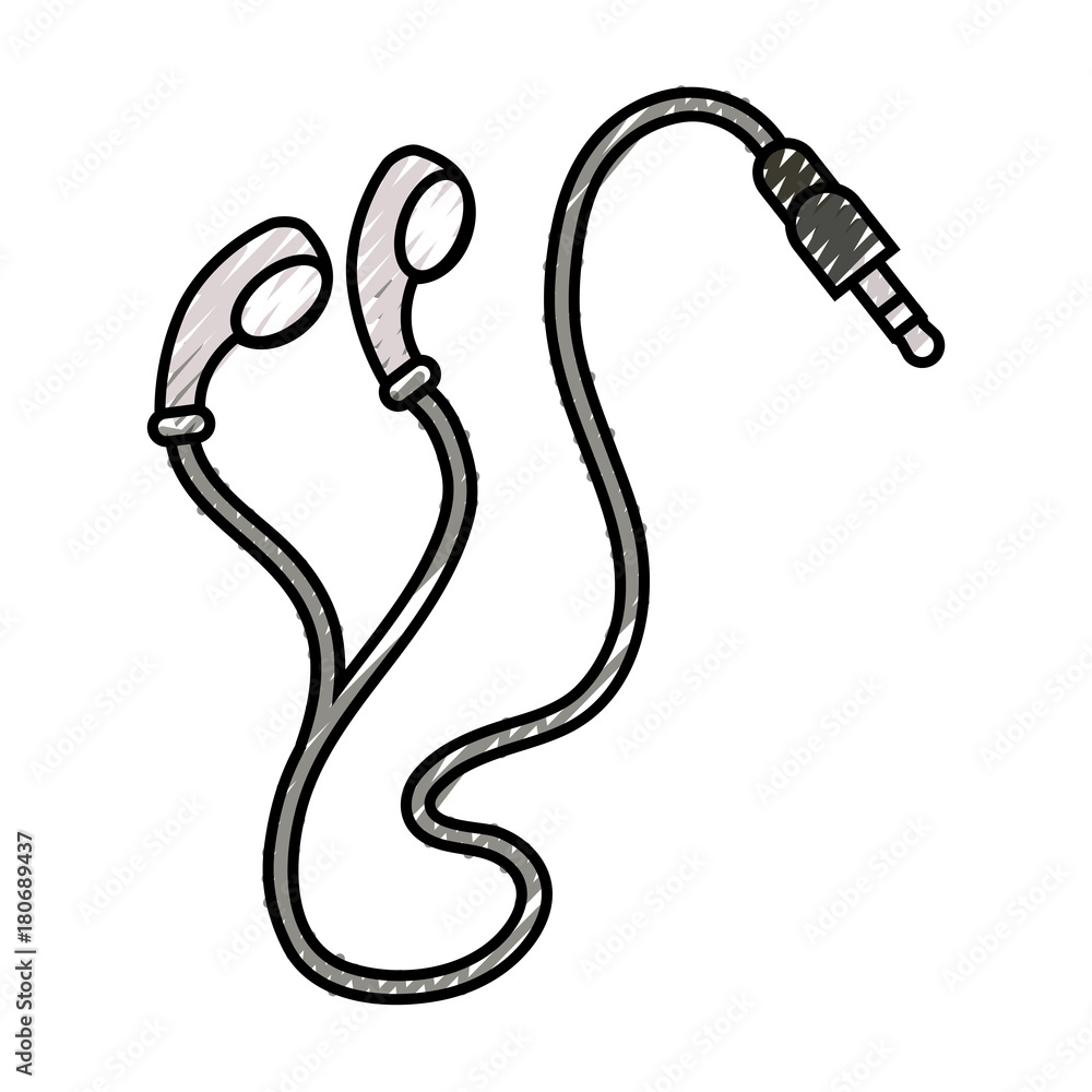 Fototapeta premium earphones plug multimedia music cable vector illustration