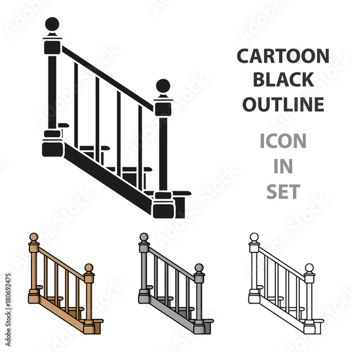Stairs icon in cartoon style isolated on white background. Sawmill and timber symbol stock vector illustration.