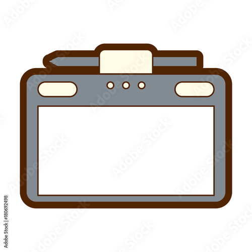 graphic tablet with pen digital work equipment gadget digital vector illustration