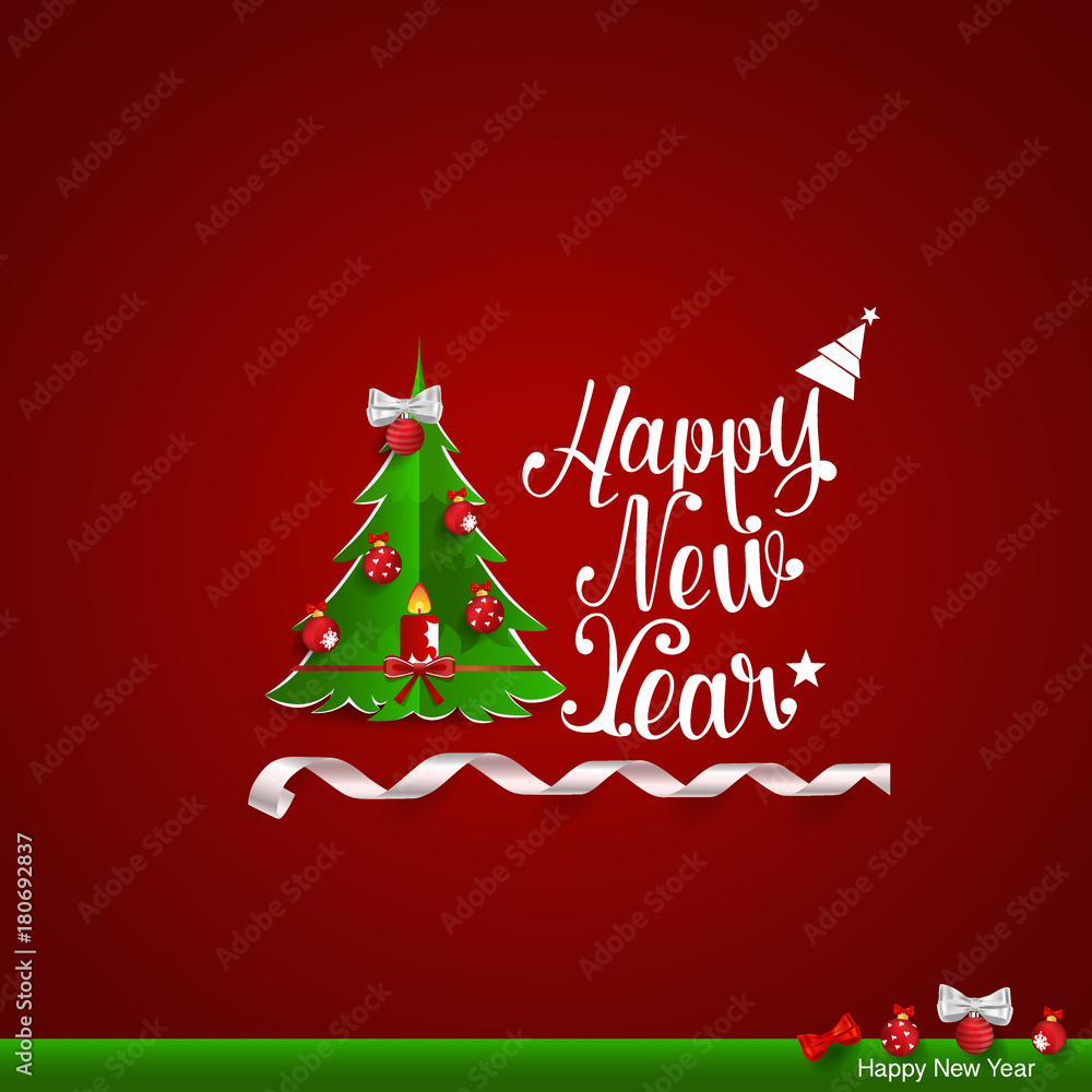 Merry Christmas and Happy new year Greeting Card, vector illustration