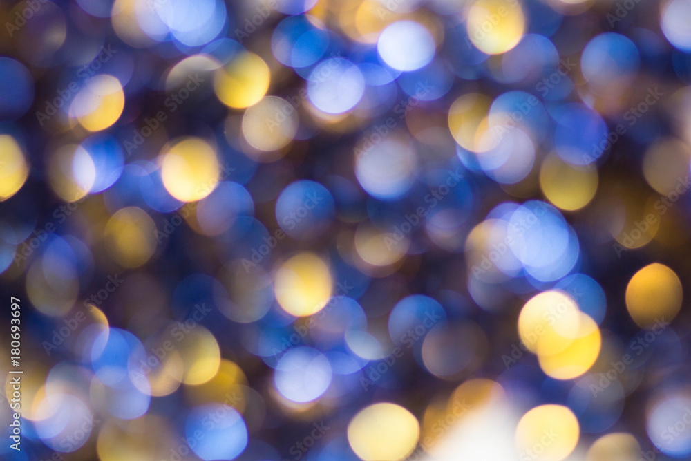 Blue Yellow White bokeh. Christmas background texture Blue Yellow White bokeh. Christmas background texture