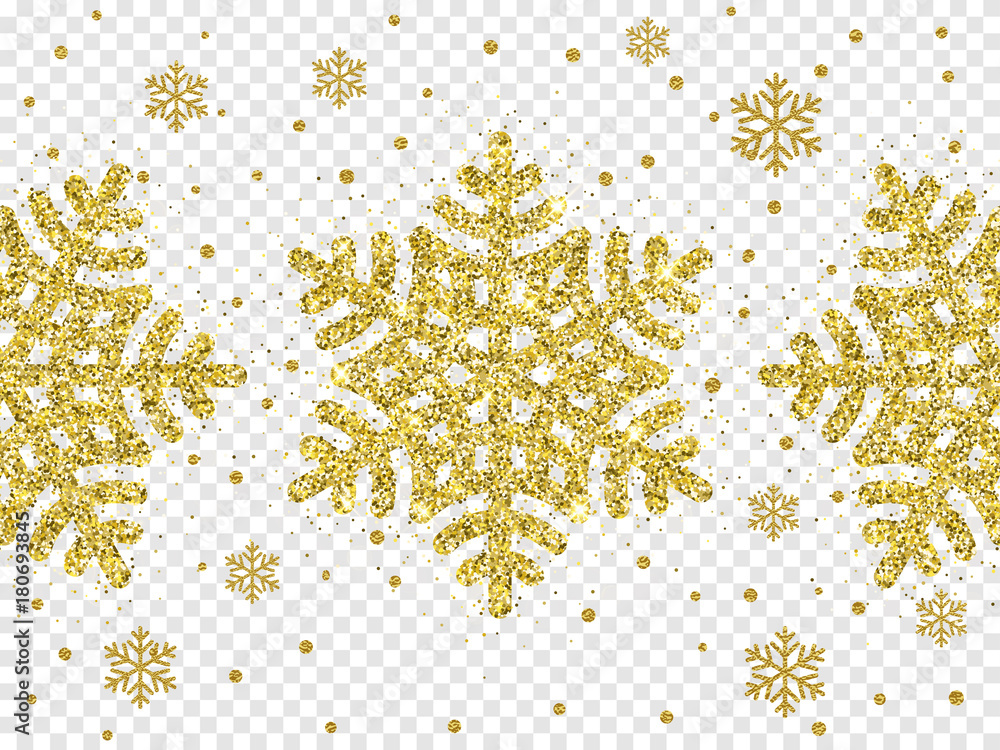 Gold Glitter Snowflakes Set On White Background Shining Snowflake With  Sparkles And Star Christmas And New